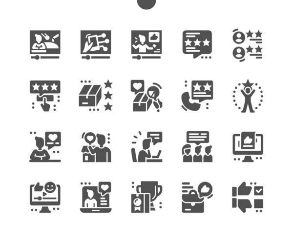 Bewertungen. Feedback und Bewertung. Bestes Produkt. Bewertungen Unternehmen. Bewertung. Vektor Solid Icons. Einfaches Piktogramm — Stockvektor