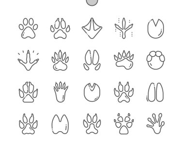 Animal paw footprint. Wildlife. Pet, mammal, footstep, silhouette, zoo. Cat paw footprint. Pixel Perfect Vector Thin Line Icons. Simple Minimal Pictogram