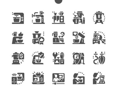 Food processor. Kitchen, blender, equipment and mixer. Best quality. Buy, price and product reviews. Vector Solid Icons. Simple Pictogram