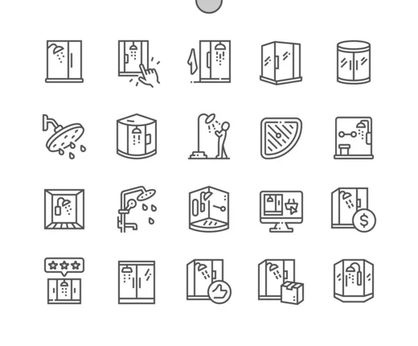 Shower stall. Bathroom. Best shower cabin. Pixel Perfect Vector Thin Line Icons. Simple Minimal Pictogram — стоковый вектор