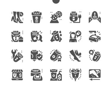 Epilatör. Kadın güzelliği ve cilt bakımı. Su geçirmez, garantili, fiyat ve epilatorün incelemeleri. Vektör Katı Simgeleri. Basit Resim Grafiği