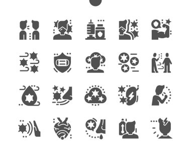 Airborne infection. Vaccinated. Protective mask. Infection in lung. Health care, medical and medicine. Vector Solid Icons. Simple Pictogram