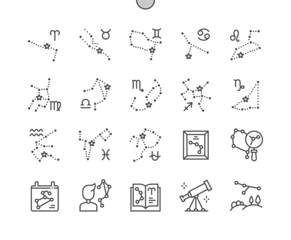 Sternbilder Mit Tierkreiszeichen Horoskopbuch Astrologie Mythologie Esoterik Pixel Perfect Vector — Stockvektor