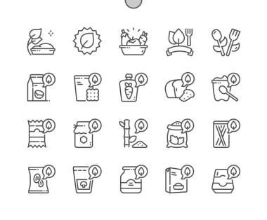 Eat organic. Vegeterian food. Food market, e-commerce, restaurant, healthy life. Menu for cafe. Pixel Perfect Vector Thin Line Icons. Simple Minimal Pictogram
