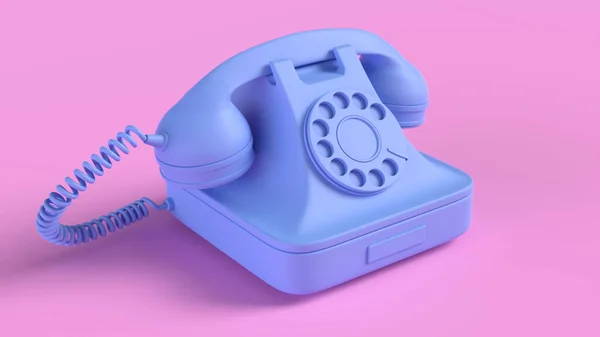Mavi Vintage Telefon Yapılandırıcısı pembe arkaplanda izole edildi