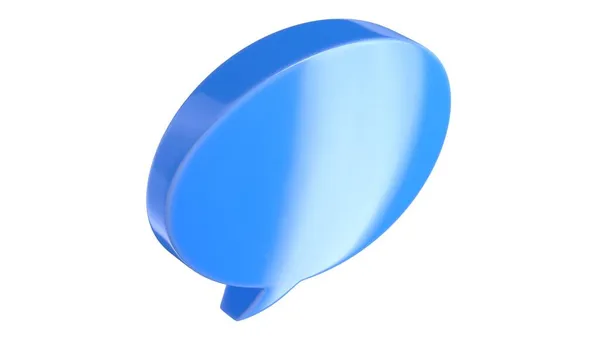 Illustration 3D du ballon texte bleu isolé sur blanc — Photo