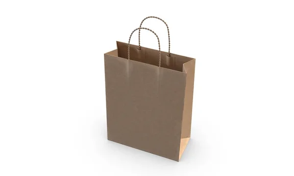 3D illustration of a shopping paper bag isolated on white. — Stock Fotó