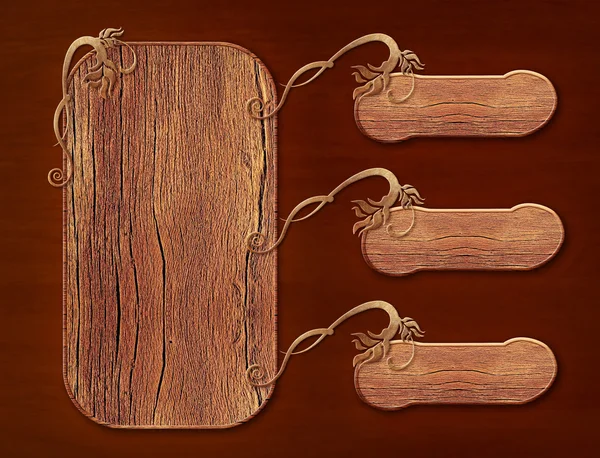 Insegne in legno, striscioni con ornamento — Foto Stock