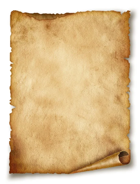 Oud papier scroll geïsoleerd op wit Stockfoto