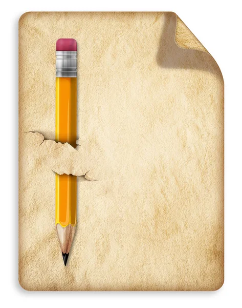 Papel velho e lápis — Fotografia de Stock