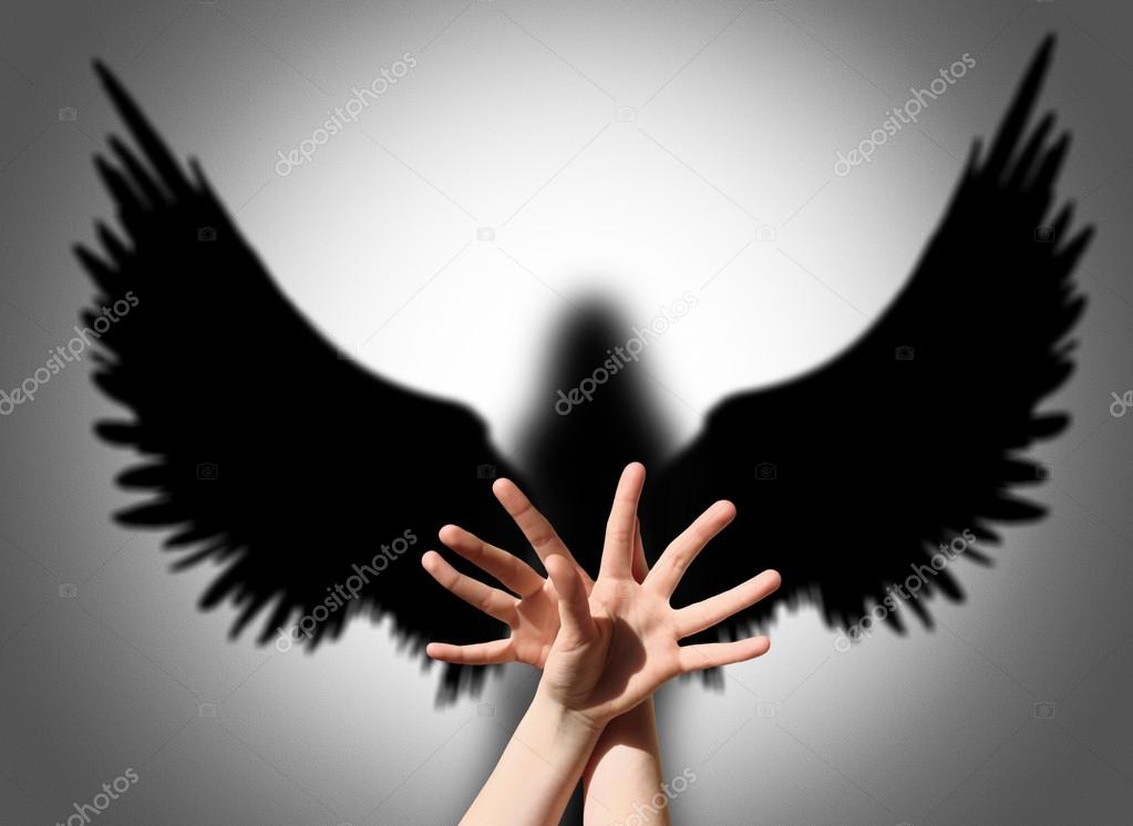 Hands shadow like wings