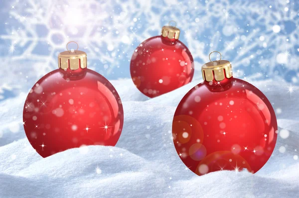 Christmas ball on the snow — Stock Photo, Image