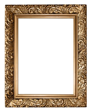 Antique golden frame isolated on white background clipart