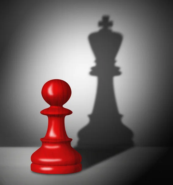 Pionek szachowy z cienia króla. — Zdjęcie stockowe