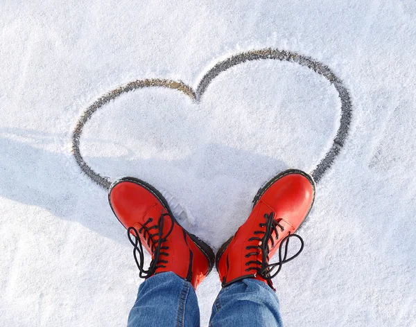 Cuore sulla neve — Foto Stock