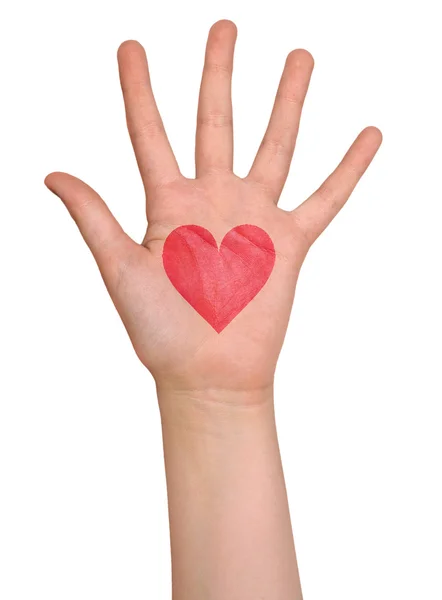Main avec symbole de coeur — Photo