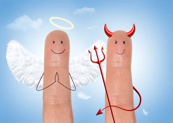 Ángel y diablo - happyfinger — Foto de Stock