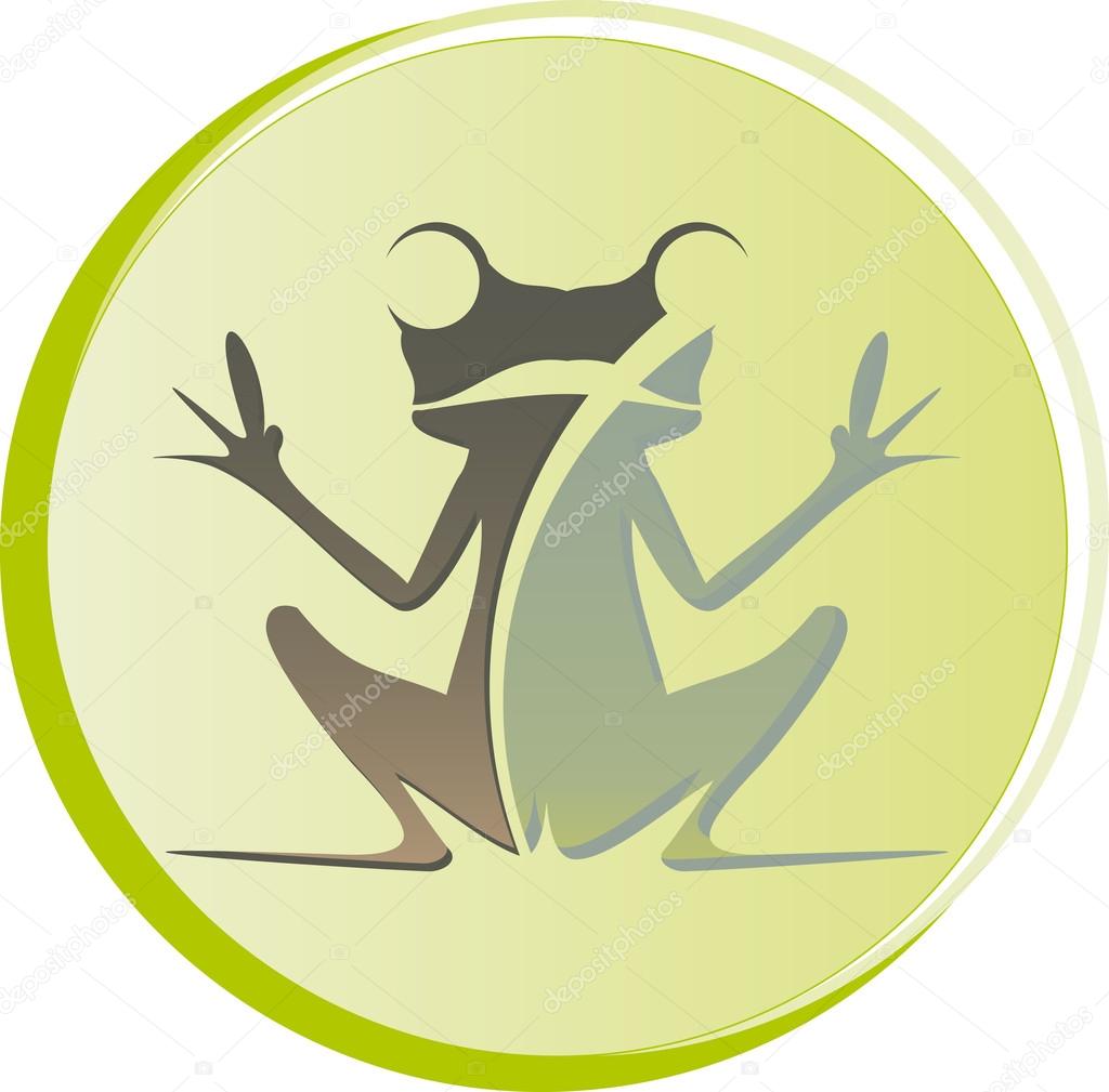 Logo frog sitting with open hands