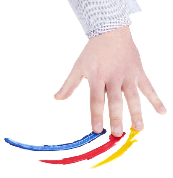 Hand that colors on a white background — Stock Photo, Image