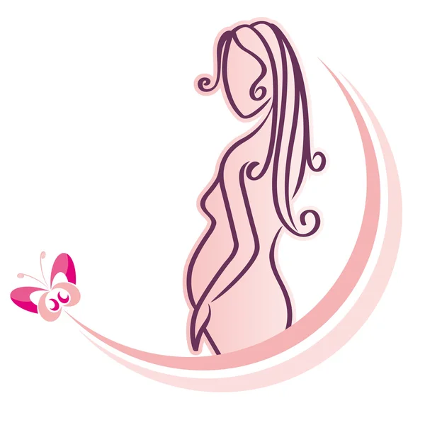 Mujer embarazada rosa — Vector de stock