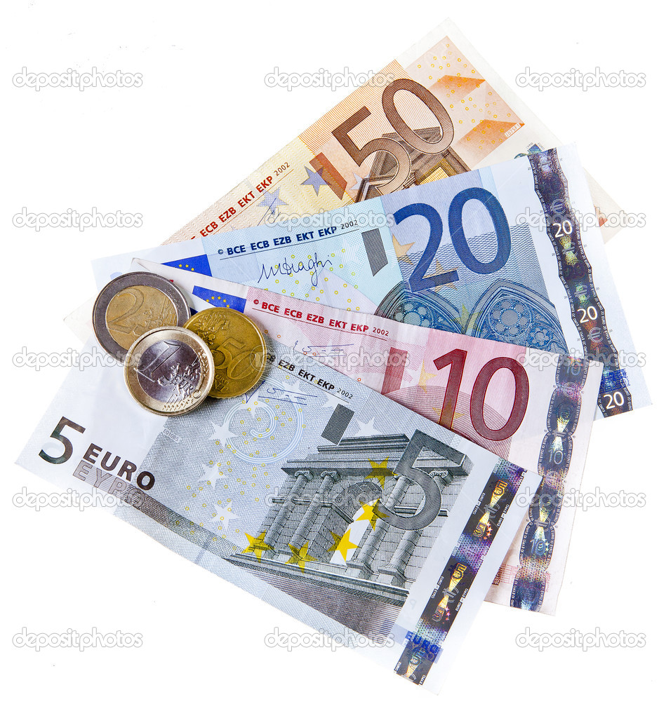 euro coins and banknotes