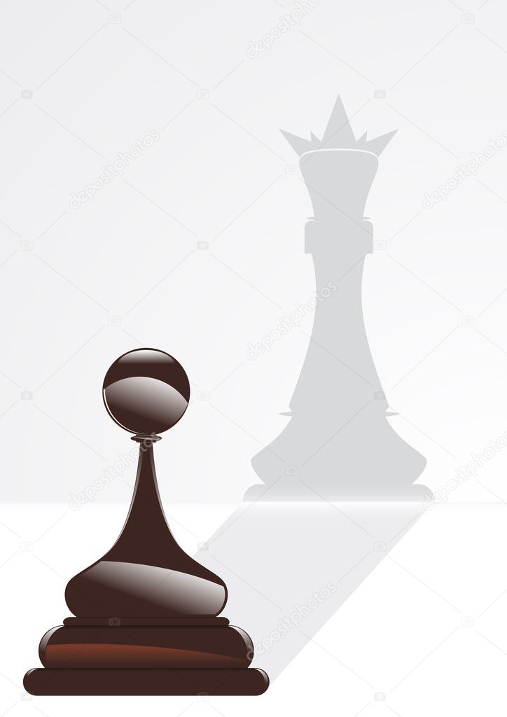 King reflected in the shadow of the pawn