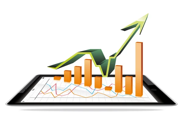 Gráfico de comprimidos e barras — Vetor de Stock