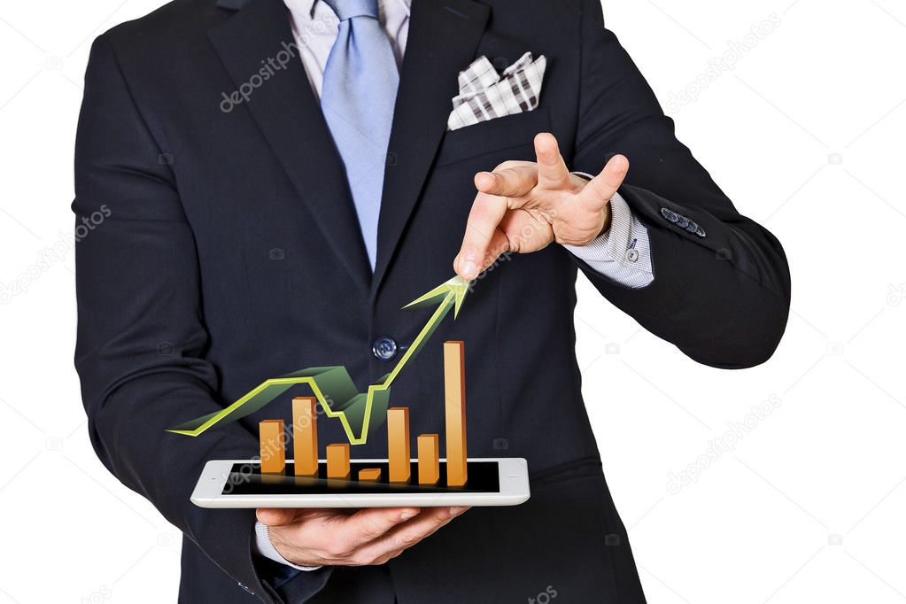 business man which extracts bar graphs