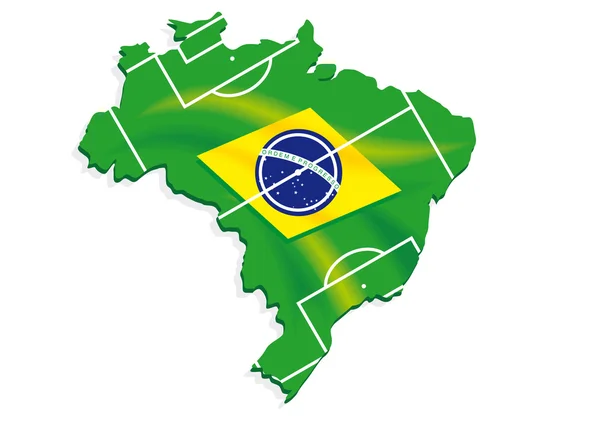 Brasil mapa bandera fútbol — Archivo Imágenes Vectoriales