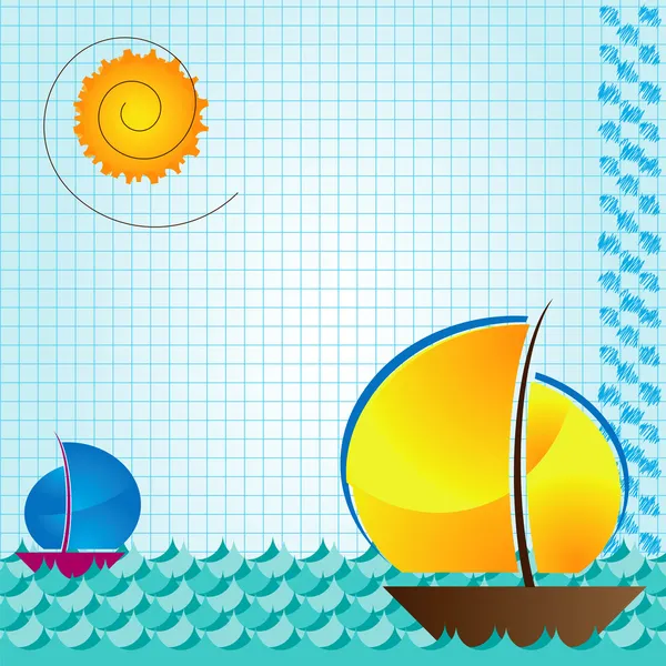 Moře a loď beckground — Stockový vektor