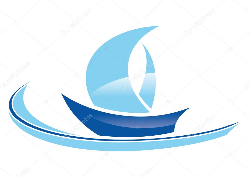 blue sailing boat