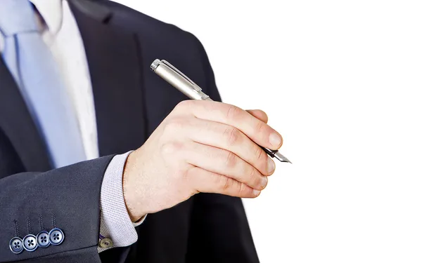 Business man with pen — Stock Photo, Image