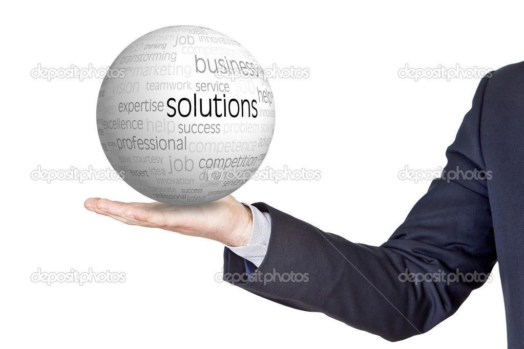 businessman with conceptual sphere