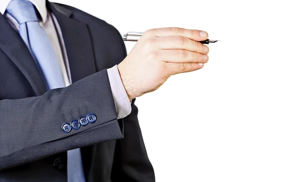 Business man with fountain pen — Stock Photo, Image