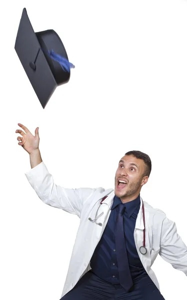 Jonge dokter gelukkig afgestudeerde — Stockfoto