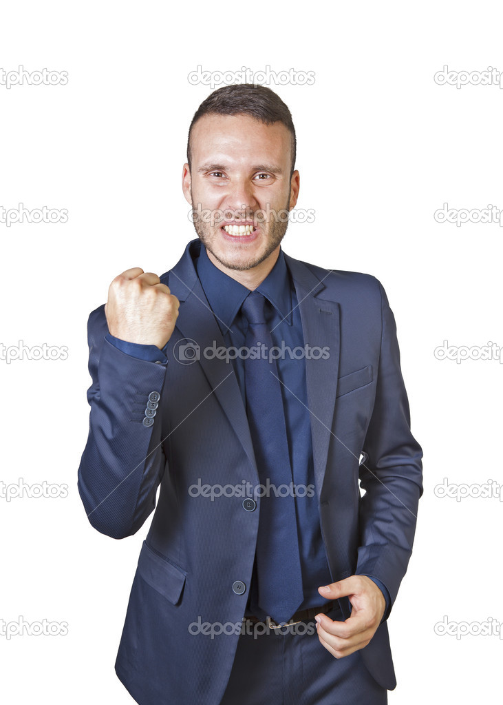 businessman shouts for success