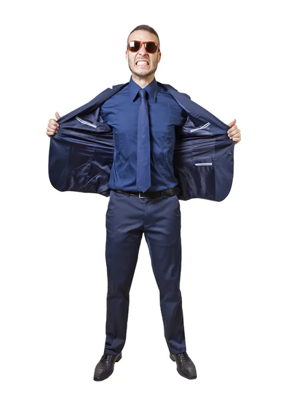 Бизнесмен с открытой курткой — стоковое фото