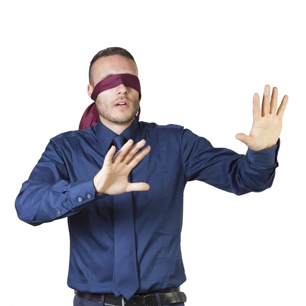 Zakenman in blinddoek — Stockfoto