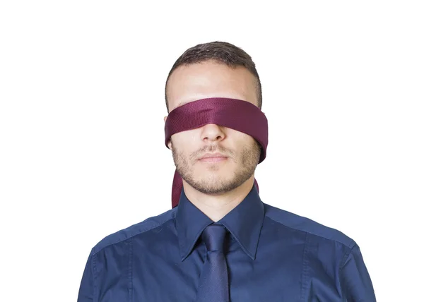 Businessman in blindfold — Stock Photo, Image