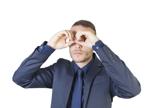 Hombre de negocios con manos binoculares —  Fotos de Stock