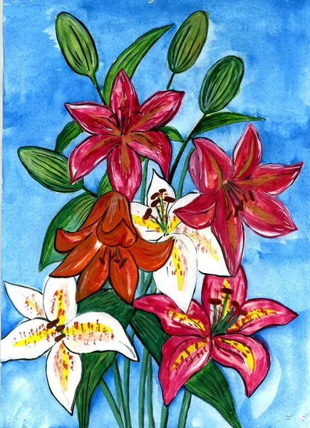 Zdjęcie autora kolorowy kwiat lilii kryty i szklarni Obraz Stockowy