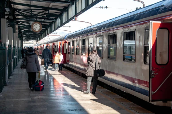 İstanbul, Türkiye, 5 Şubat 2011: Haydarpaşa büyük tren istasyonu Haydarpaşa, Sirkeci istasyonuyla birlikte İstanbul 'un iki şehirlerarası ve banliyö demiryolu terminali. 1909 'da yapılmış.