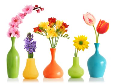 Spring flowers in vases clipart