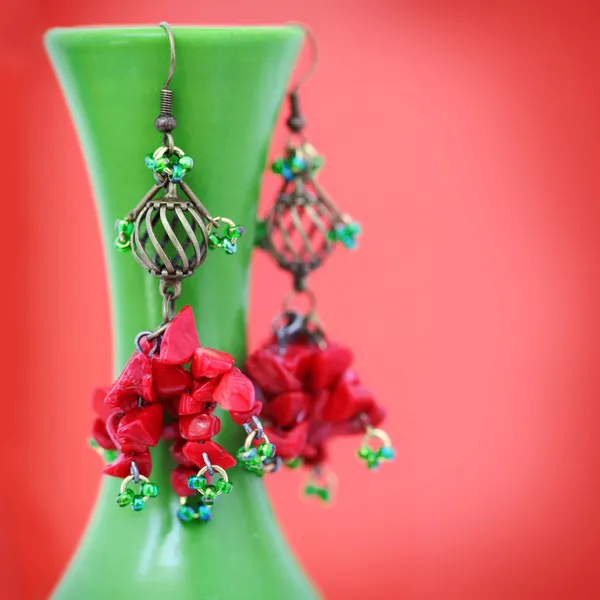 Beautiful hand made earrings — Stock Photo, Image