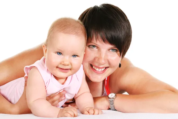 Glad mamma med baby porträtt — Stockfoto