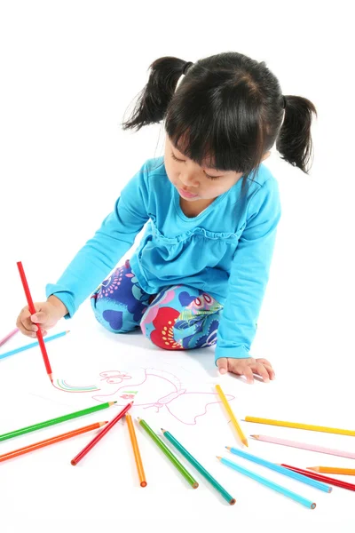 Little girl drawing — Stock Photo, Image