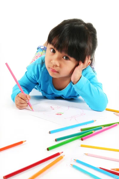 Little girl drawing — Stock Photo, Image