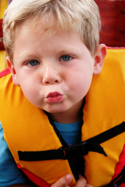 Boy in a life jacket