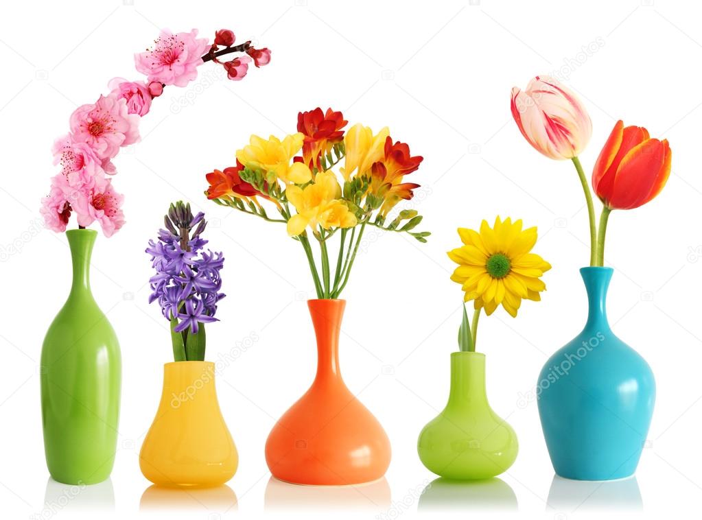 Spring flowers in vases