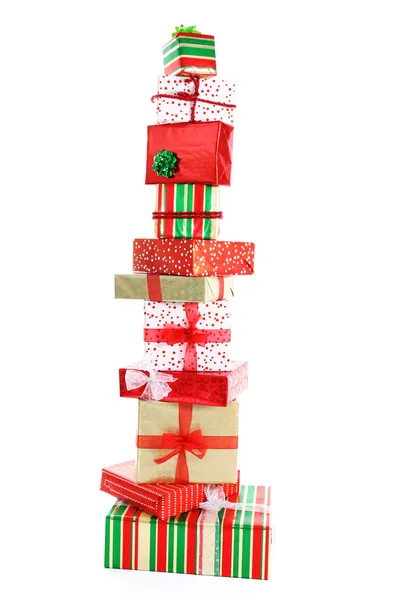 A tower of Christmas gifts — Stock Photo, Image